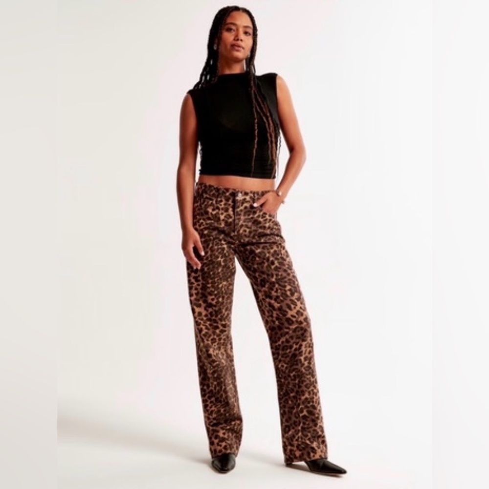 Abercrombie & Fitch‎ Baggy Low Rise Leopard Print Jeans Size:29